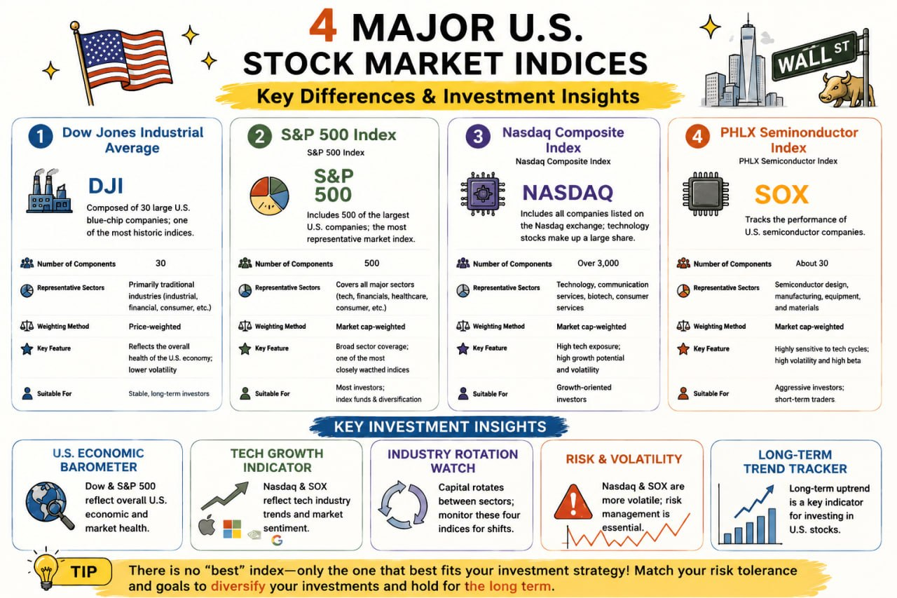 Four major U.S. stock market indexes